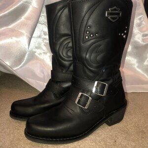 Harley-Davidson Women's Kayla Black Boots. 10-Inch Shaft, 2-Inch Heels D87021